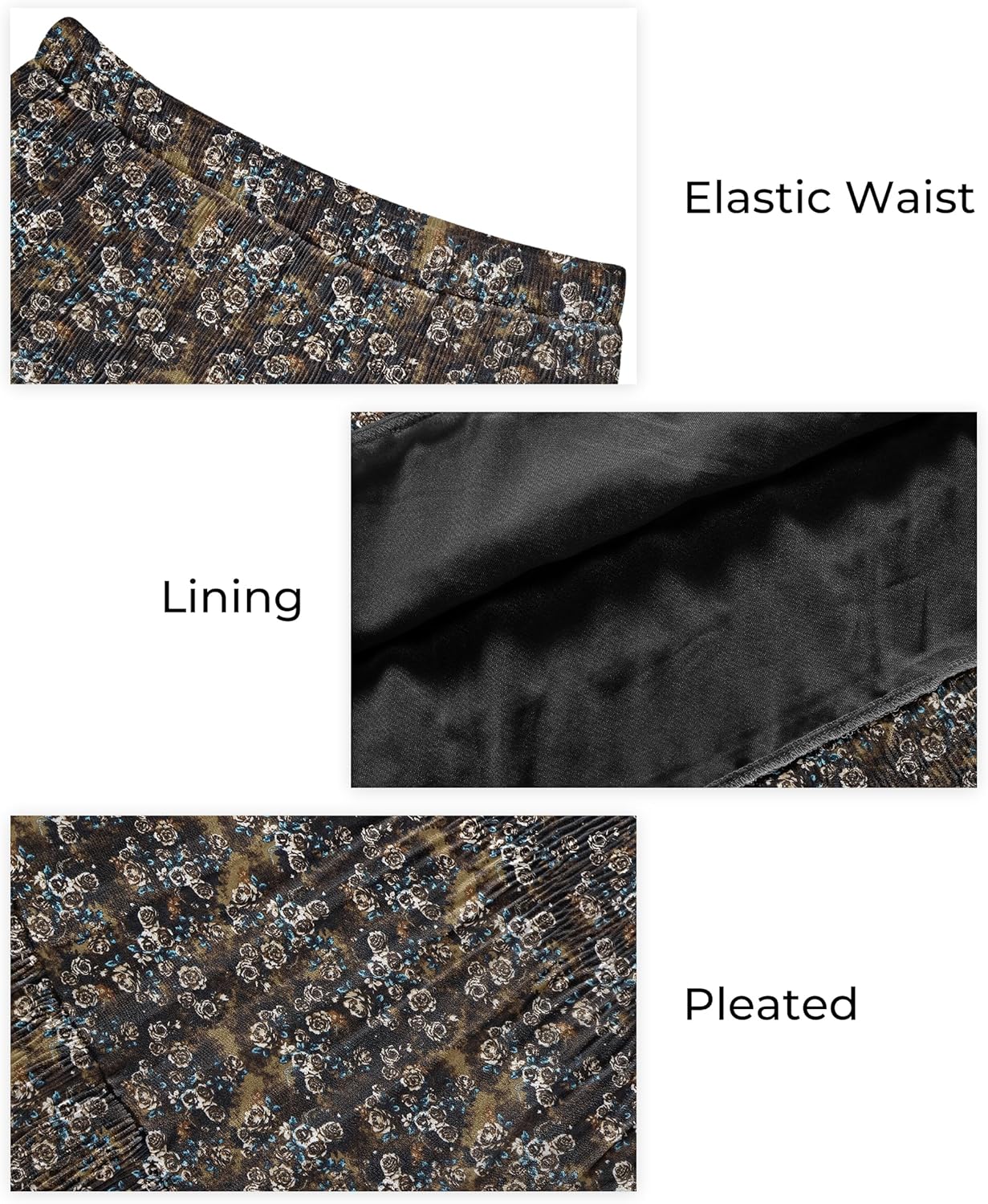 CYiNu Women's Chiffon Elastic High Waist Tiered Pleated Floral Printed A-Line Boho Long Maxi Skirts - Image 4