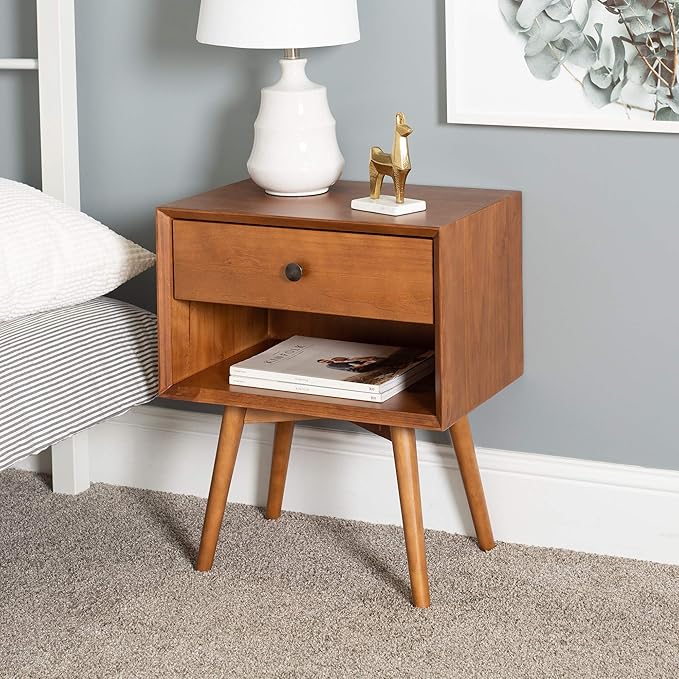 Walker Edison Mid Century Modern Wood Nightstand Side Table