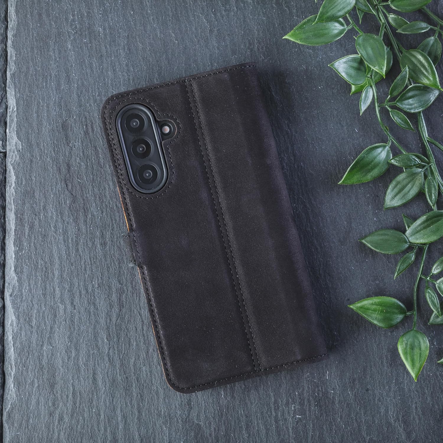 Snakehive Leather Wallet for Samsung Galaxy A56 - Real Leather Wallet Phone Case with Viewing Stand and Card Holder - Flip Folio Cover with Card Slots (Black)