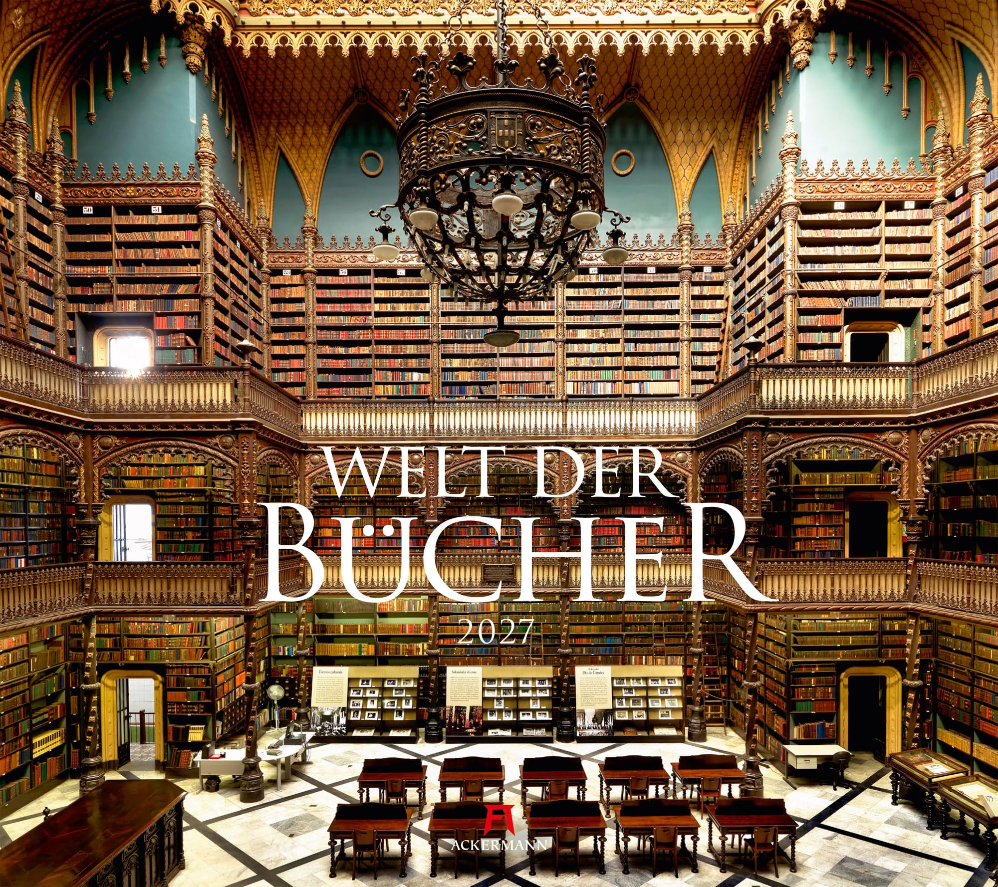 Welt der Bücher Kalender 2027 | Bildgewaltiger Bibliotheken-Kalender im großen Querformat (54x48 cm) | Eindrucksvolle Architektur von Büchereien