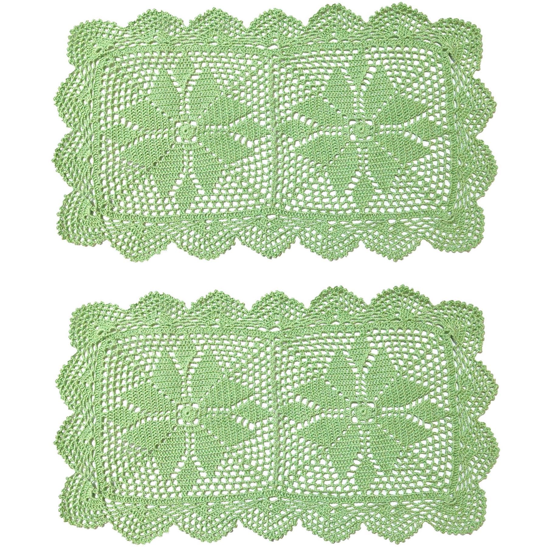 BIBITIME 12 in x 21 in Handmade Crochet Lace Doilies Rectangle Tablecloth Dining Room Kitchen Table Placemats Table Runner (Apple Green, 12 in x 21 in