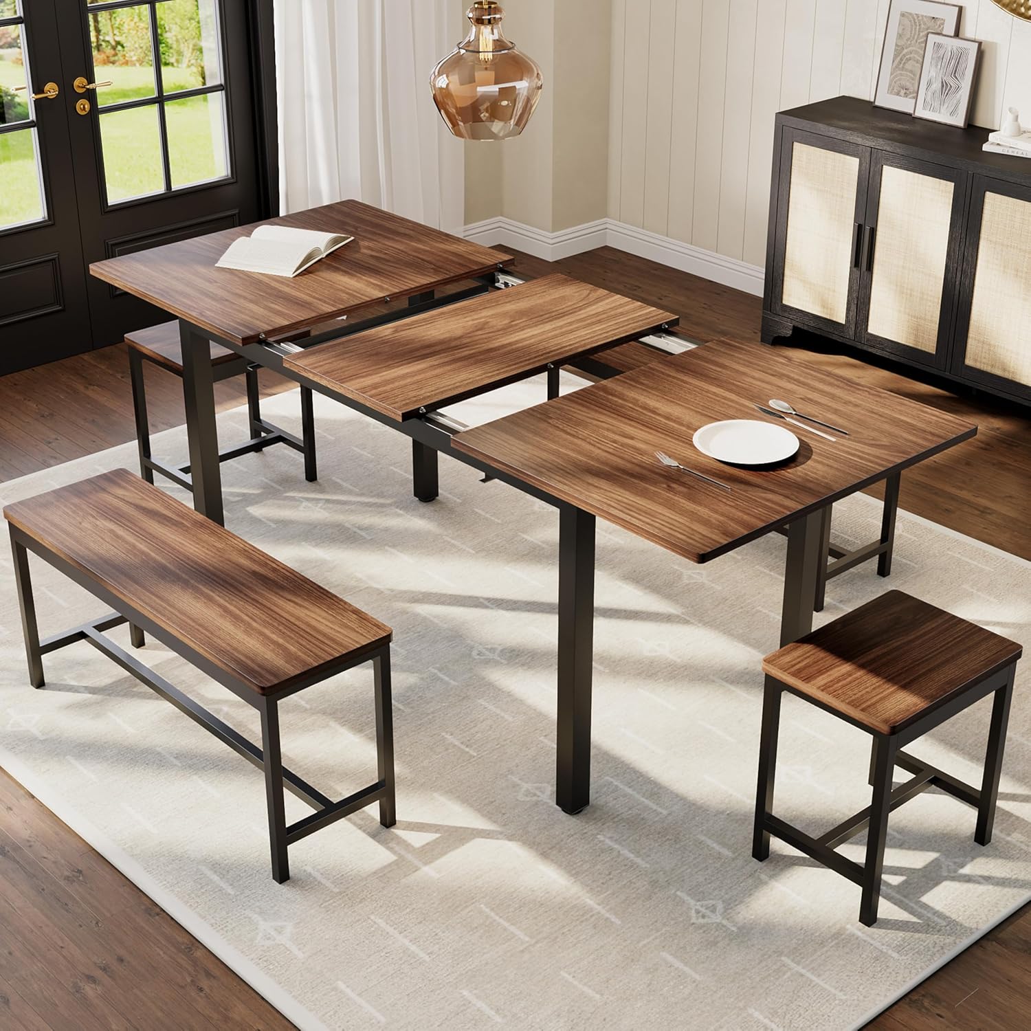 GarveeHome 5-Piece Dining Table Set for 4-8 People, 63 in