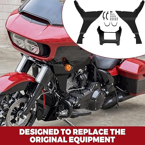 Miniatura 5 de Cubierta de alerón de carenado lateral negro para Road Glide 17-23, cubierta de alerón de carenado lateral negro brillante con kit de cubierta de