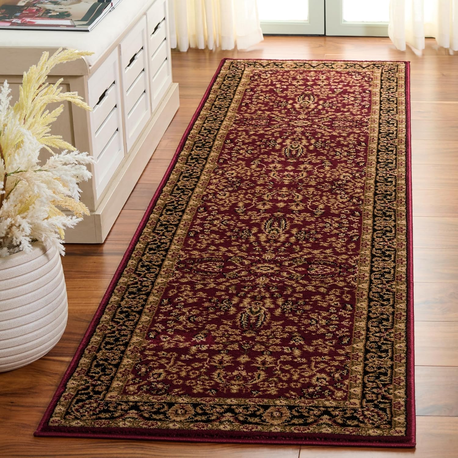 SAFAVIEH Lyndhurst Collection Runner Rug - 2'3" x 18', Red & Black, Traditional Oriental Design, Non-Shedding & Easy Care, Ideal for High Traffic Areas in Living Room, Bedroom (LNH214A)