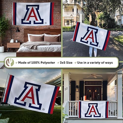 Miniatura 3 de Desert Cactus Bandera de la Universidad de Arizona Wildcats UA, banderines 100% poliéster, para interiores y exteriores, 3 x 5 pulgadas (diseño L)