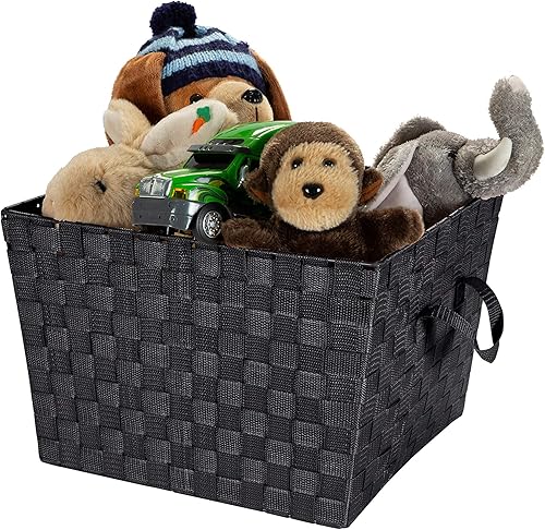 Miniatura 8 de Simplify Bolso grande con correa tejida Cesta de almacenamiento decorativa 2 asas Organización Armario Dormitorio Baño Guardería Accesorios