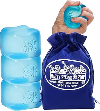 Nice Cube Translucent NeeDoh...Groovy Glob! Squishy, Squeezy, Popping, Stretchy Stress Fidget Cubes Blue Crew Gift Set Party Bundle with Storage Bag - 3 Pack (Blue) image 7