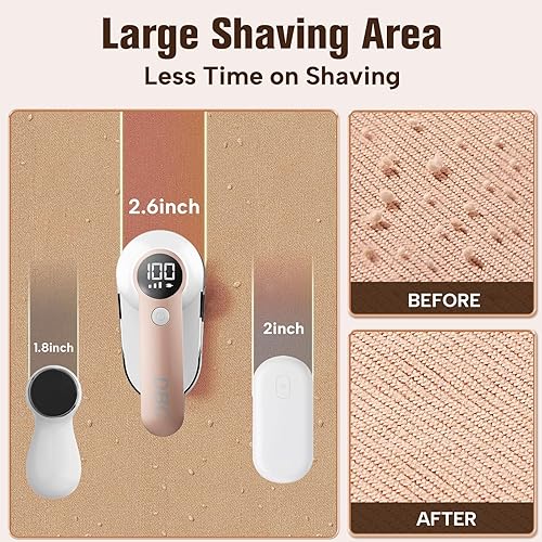 Miniatura 5 de DBC Quitapelusas de tela con motor potente de 15000 rmin, pantalla LED, 3 velocidades, cuchillas de 6 hojas, cabezal de afeitado grande removedor de