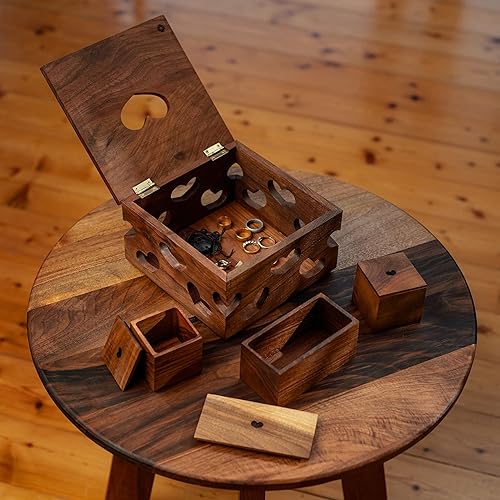 Vista 6 de TILISMA Joyero hecho a mano de nogal Organizador de joyas de madera para mujer Caja de almacenamiento de joyas para aretes, collares, pulseras