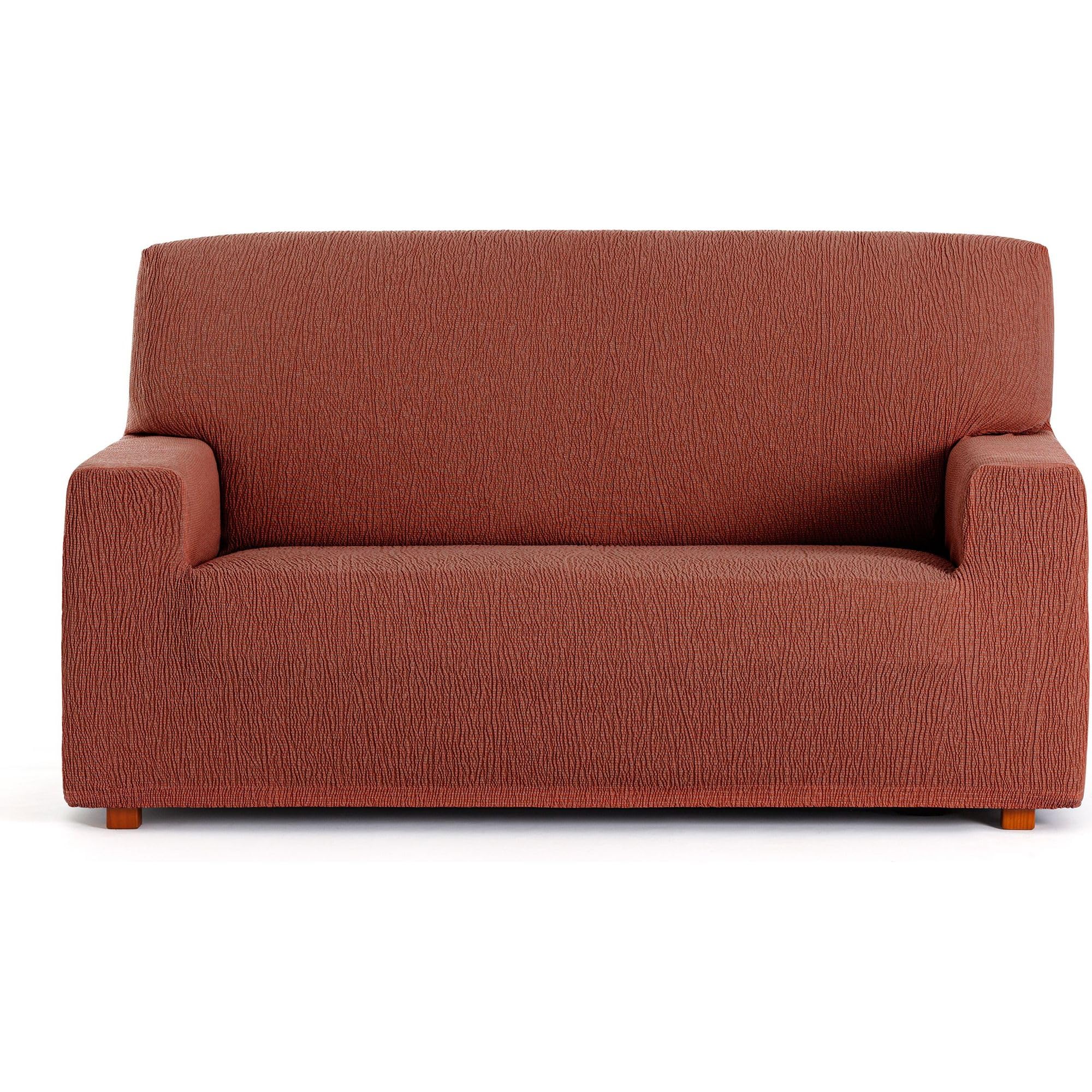 Housse de canapé 2 places extensible et universelle orange pour salon