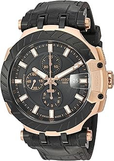Tissot Mens T-Race Stainless Steel Sport Watch Black T1154273705101, Black, Chronograph