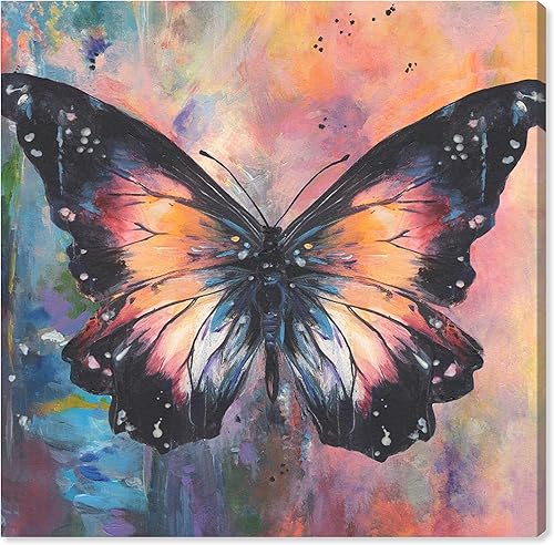 Wynwood Studio Lienzo decorativo contemporáneo con diseño de animales y mariposas, arte de pared para sala de estar, dormitorio y baño, 12 x 12