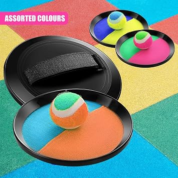 The Magic Toy Shop Toss and Catch Ball Set for Kids & Families – 2 Sticky Paddles with Straps & 1 Ball – Fun Outdoor Play Toy for Garden, Beach, Pool, Summer, Sports Day & Family Games