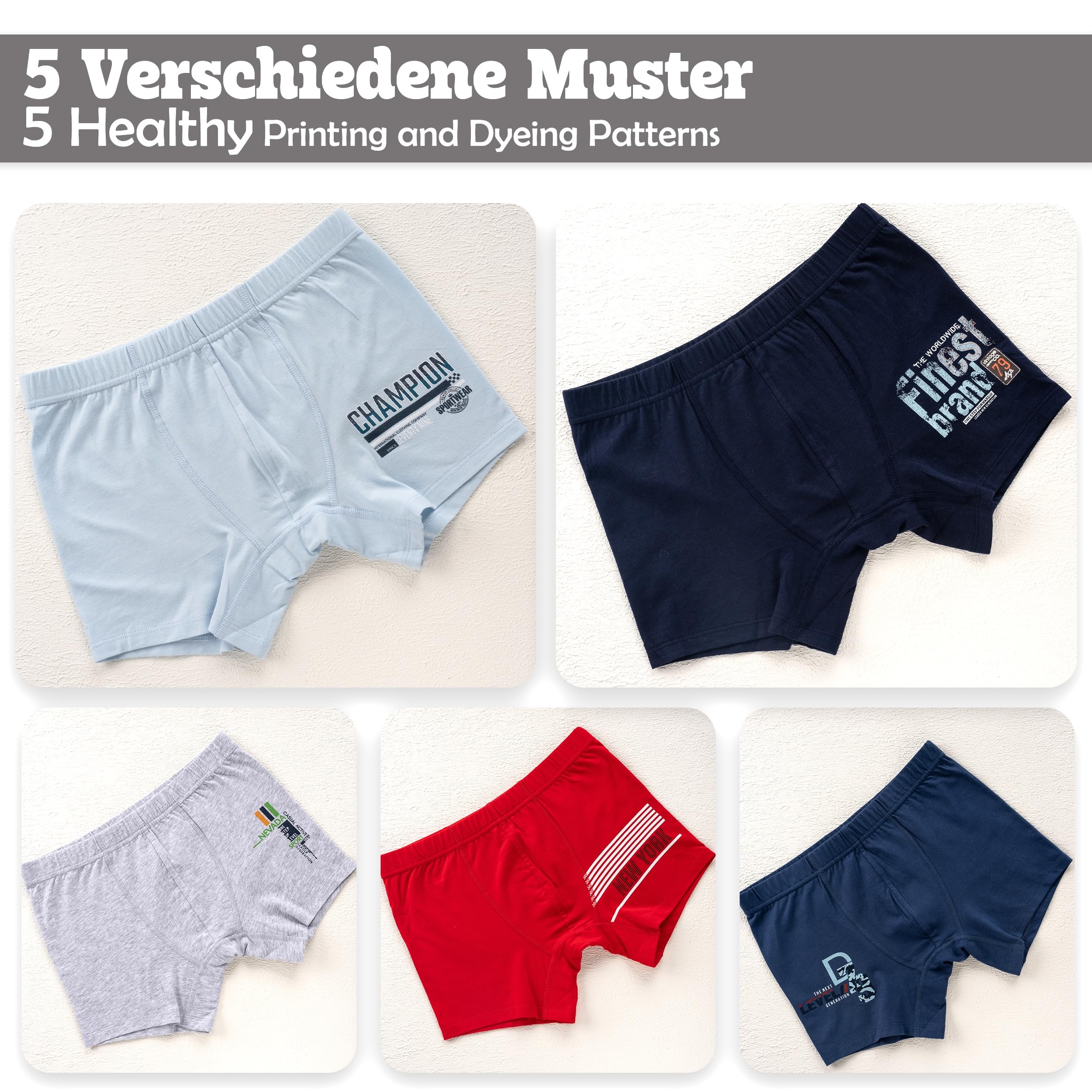 LOREZA ® 10 Boxers pour garçon sous-vêtements Culotte en Coton 2 à 15 Ans