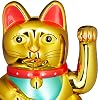 relaxdays maneki neko wink cat lucky charm 16 cm gold