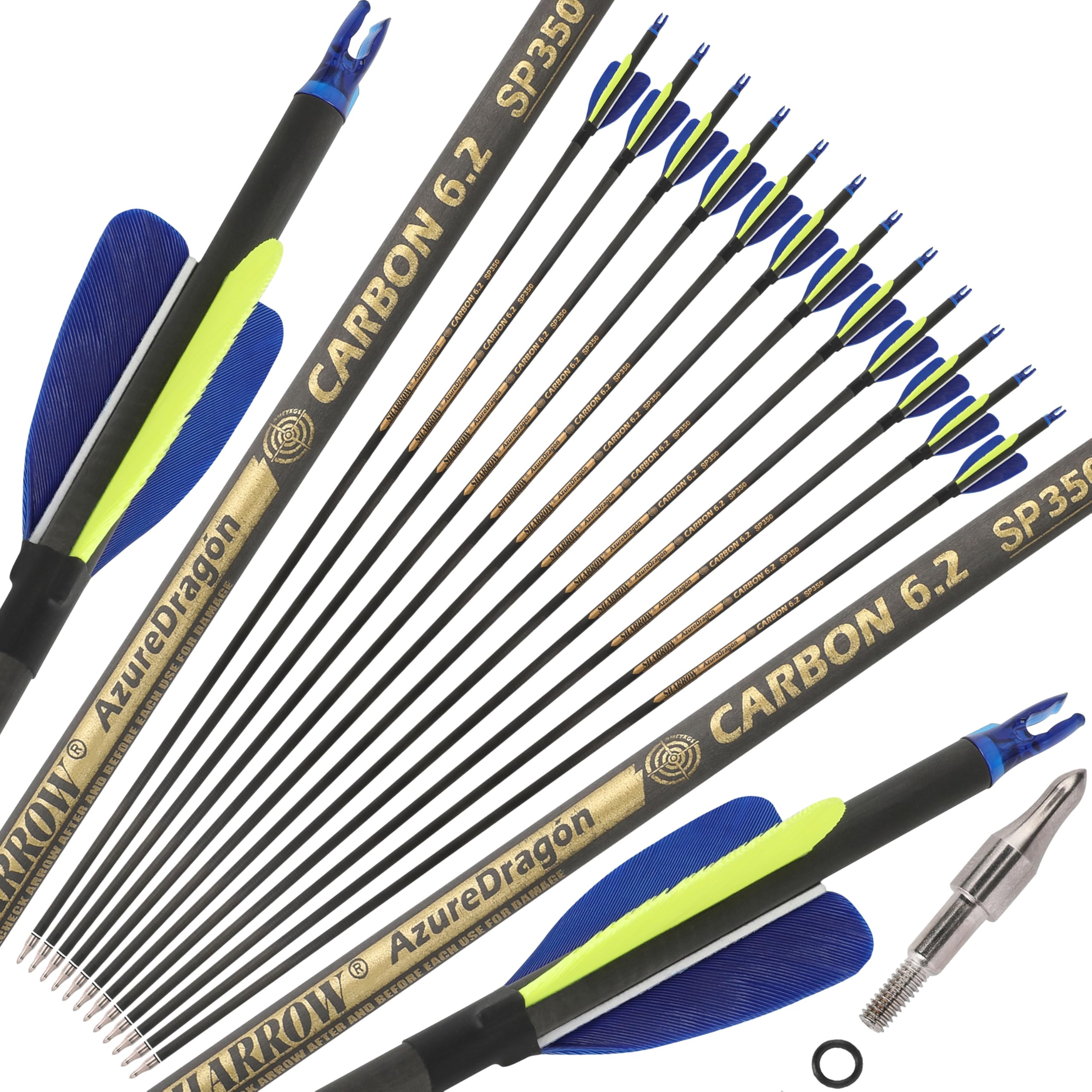 limaity 30" Pure Carbon Arrows Hunting ID 6.2mm Spine 300 350 400 500 600 for Compound/Recurve Bow Practice Shooting