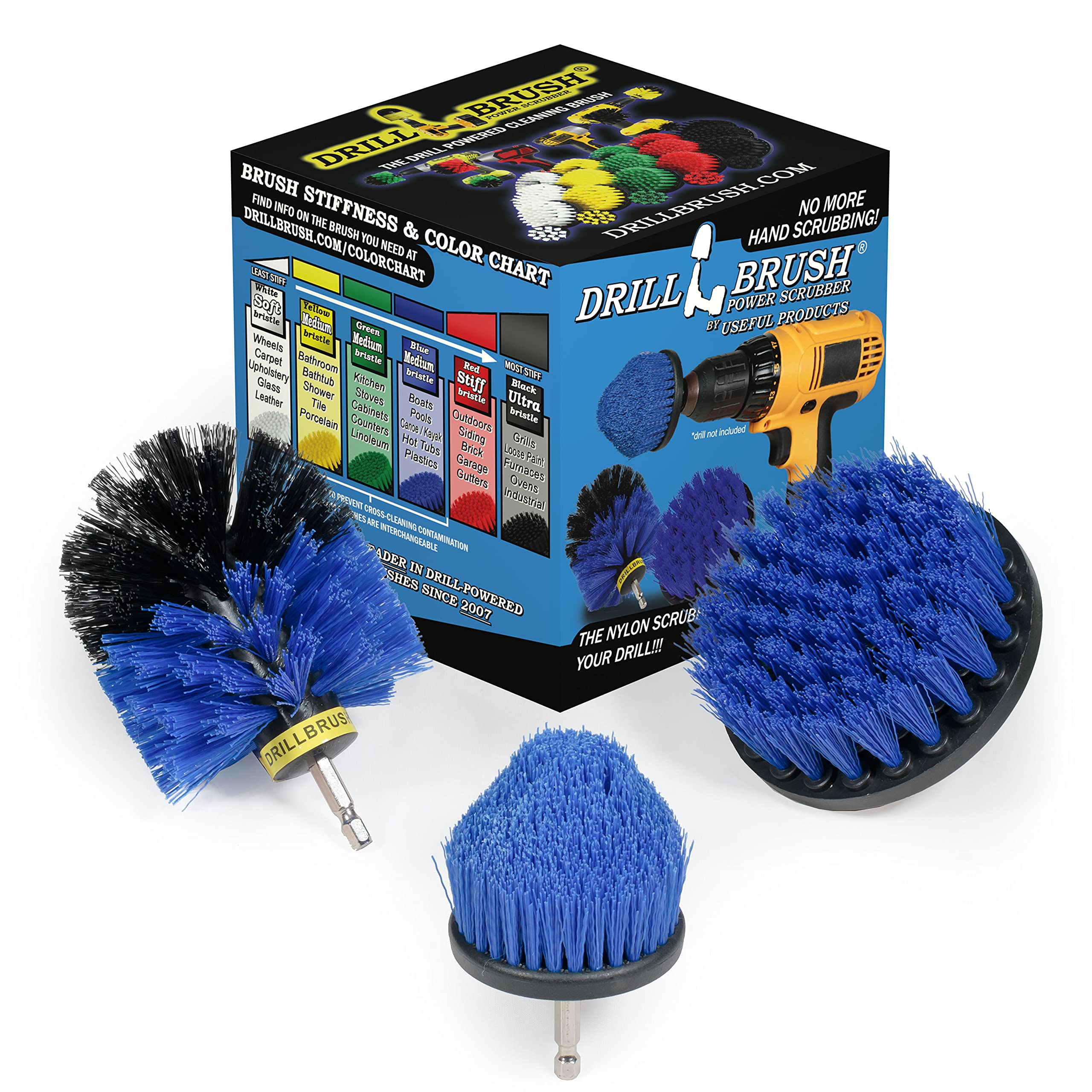 Drill Brush Aquatic Cleaning Brush Set - Cleans Boat Seats &amp; Accessories