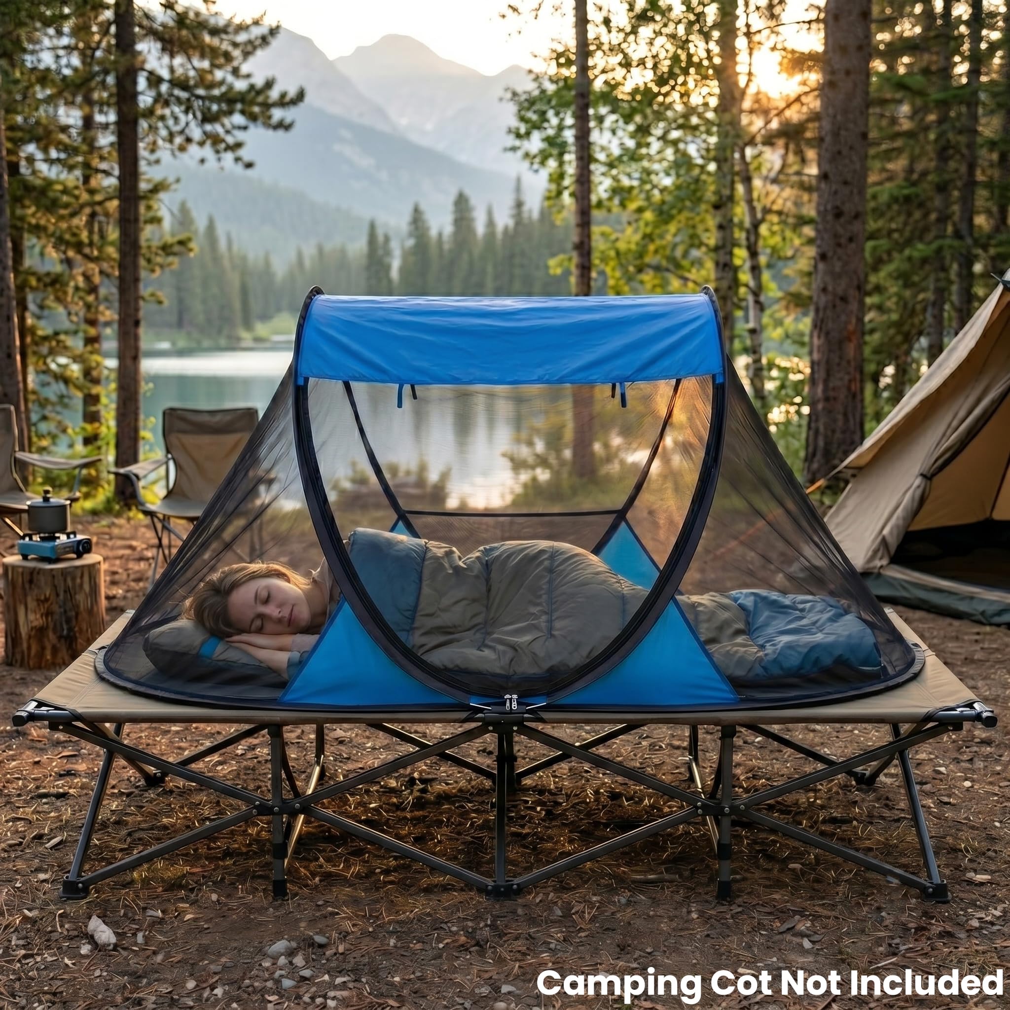 Tenda Pop-Up Zanzariera da Campeggio, 1 Persona - Istantanea, 3 Pieghe | Zanzariera Leggera, Pavimento Impermeabile, Riparo Antizanzare, Viaggio