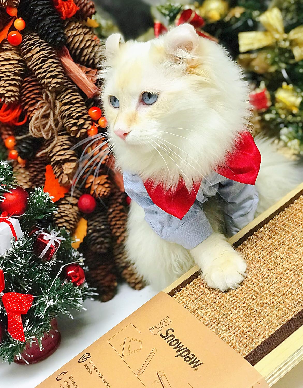 Snowpaw Wooden Replaceable Cat Scratcher, Multi-Angel Adjustable, Sisal Cat Scratcher Post with Free Organic Catnip