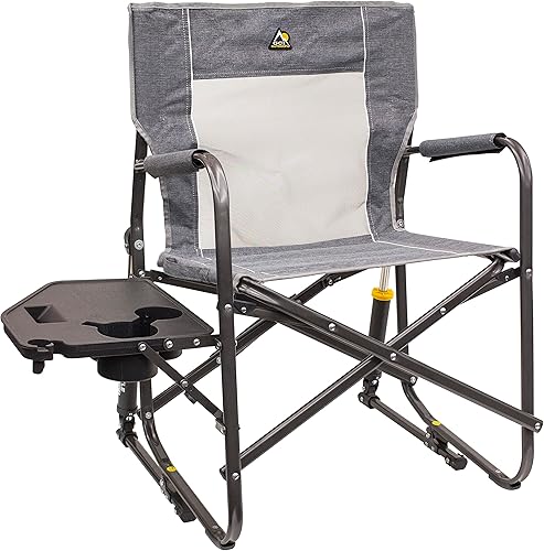 Miniatura 20 de GCI Outdoor Freestyle Rocker XL con mesa auxiliar Silla de campamento Mecedora plegable portátil con reposabrazos sólidos y duraderos, soporte