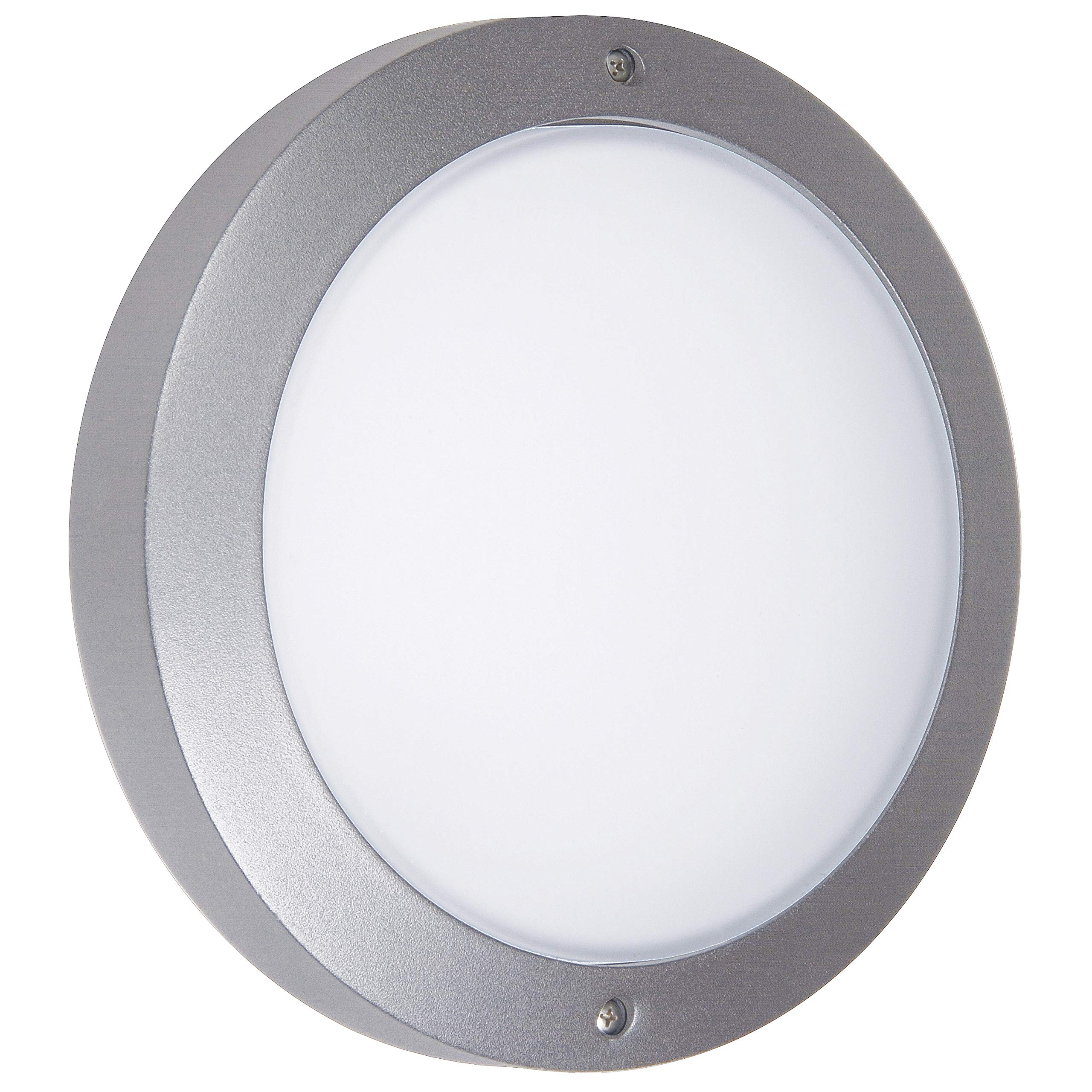DOPO LIGHTING - Aplique de pared o techo redondo PAMPERO gris portalámpara E27 exterior IP65 (Diam.27cm). Aplique circular gris para balcones, porches y terrazas…