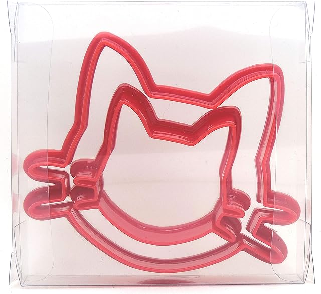 Goggly Cat Head Set of 2 Cookie Cutters, Biscuit, Pastry, Fondant Cutter