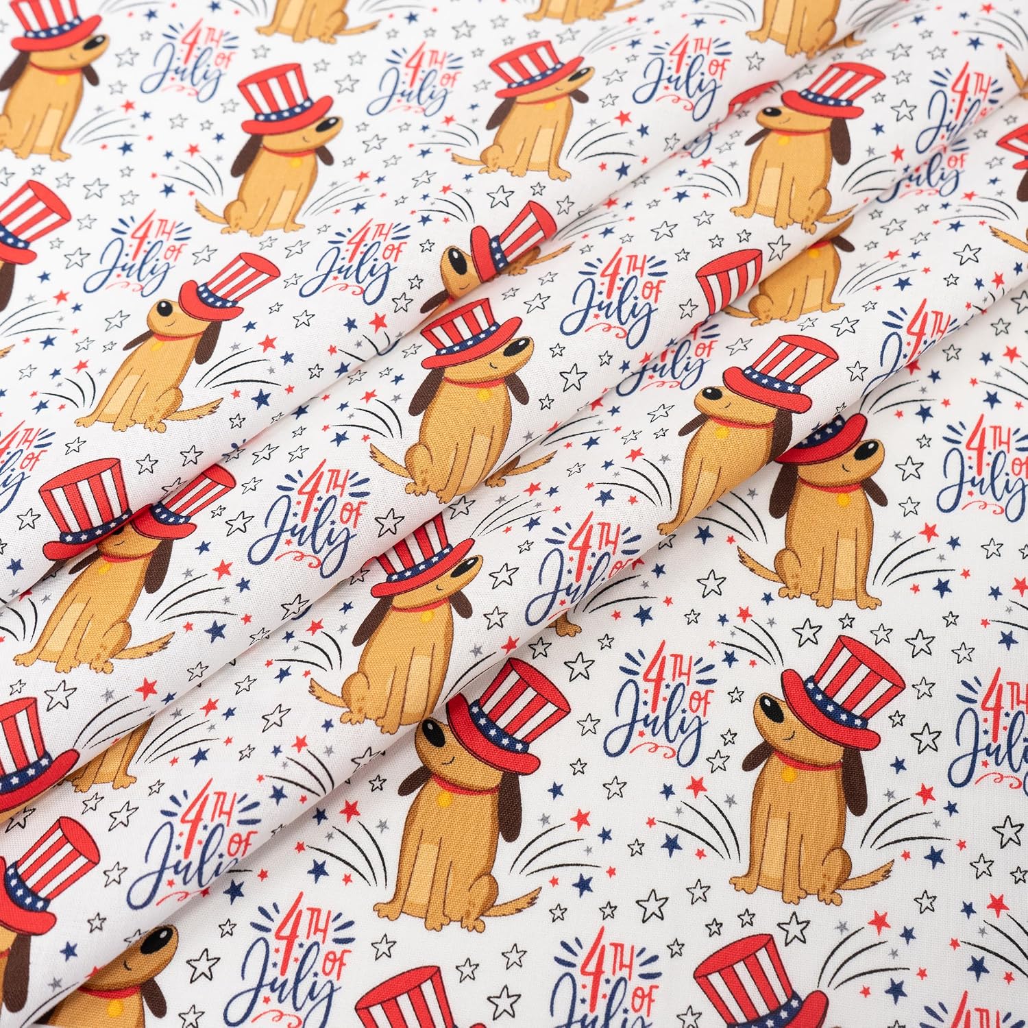 Singer 100% Cotton Quilt and Crafting Fabric for Sewing 44 inch Wide Festive Dogs in Hats Cut by the Yard