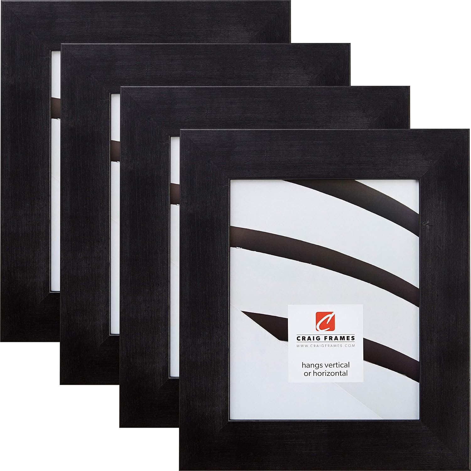 Craig Frames 74009 8 x 10 Inch Picture Frame, Rustic Black, Set of 4