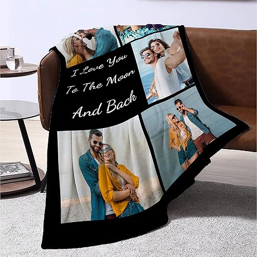 Miniatura 2 de Funny DIY Manta de fotos personalizada con texto, regalos personalizados para el día de San Valentín para parejas, novio, novia, manta personalizada