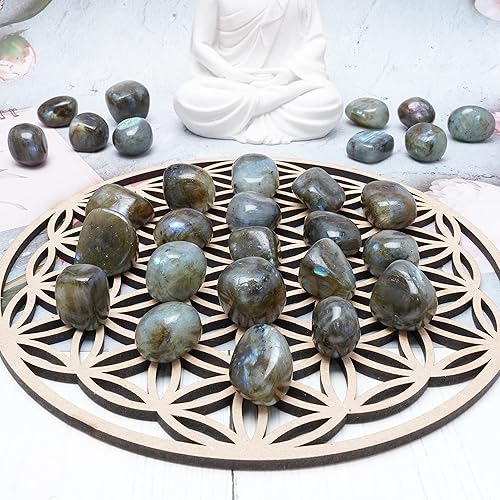 Miniatura 3 de Crocon Piedras pulidas y cristales de labradorita de 1 libra a granel, piedras pulidas, colección Rock, relleno de jarrón con cristales curativos