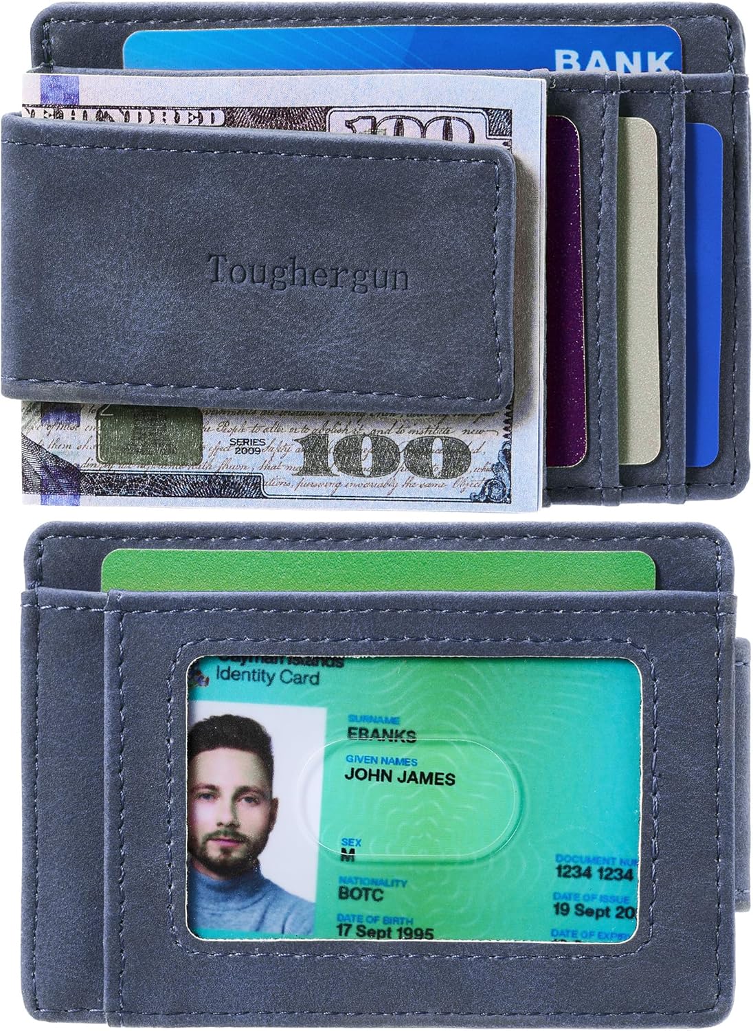 Toughergun Slim Wallet for Men RFID Blocking Money Clip, Minimalist Front Pocket Credit Card Holder, Magnetic Thin Mens Wallets with ID Window - Image 2