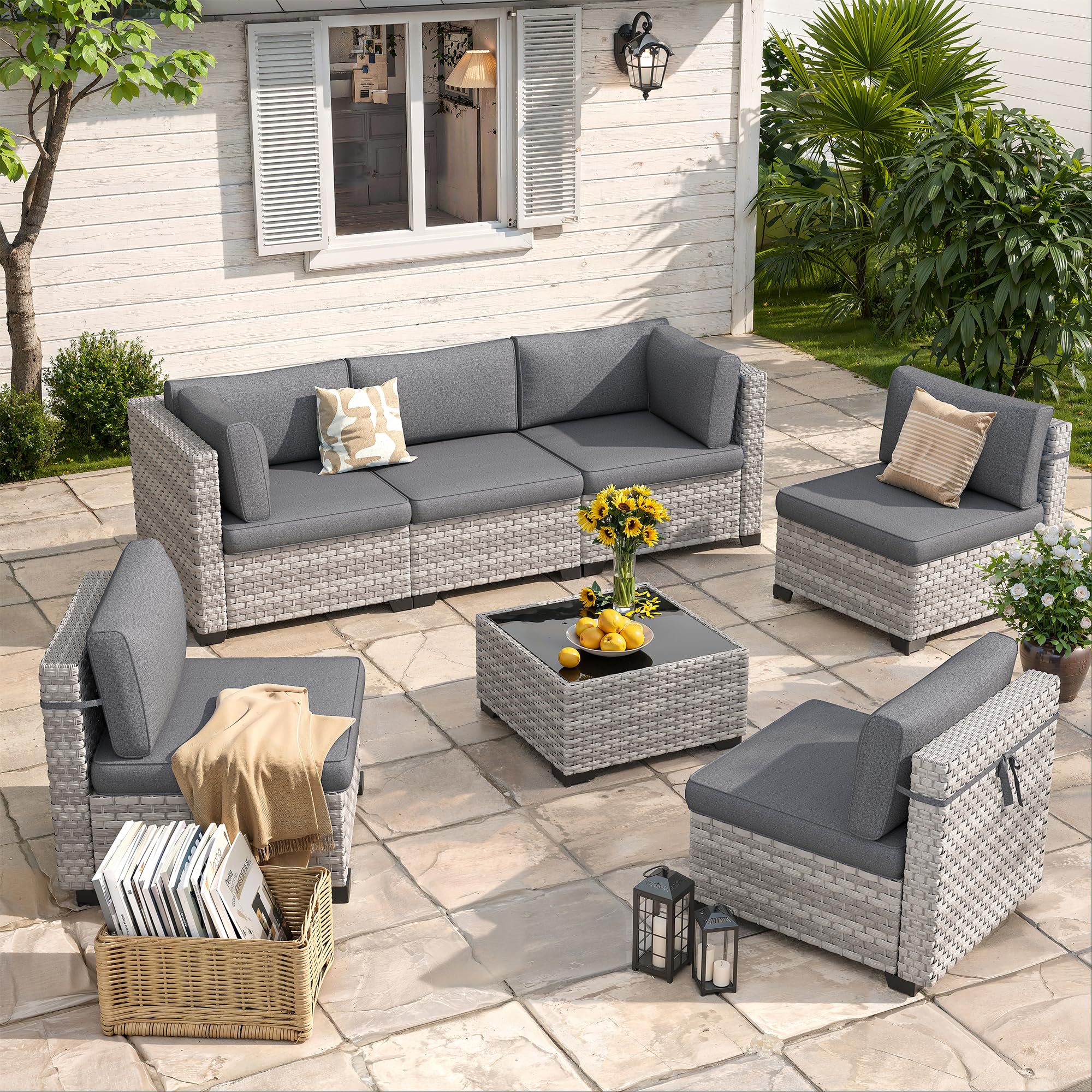 All-Weather Wicker Patio Sectional - 6 Piece