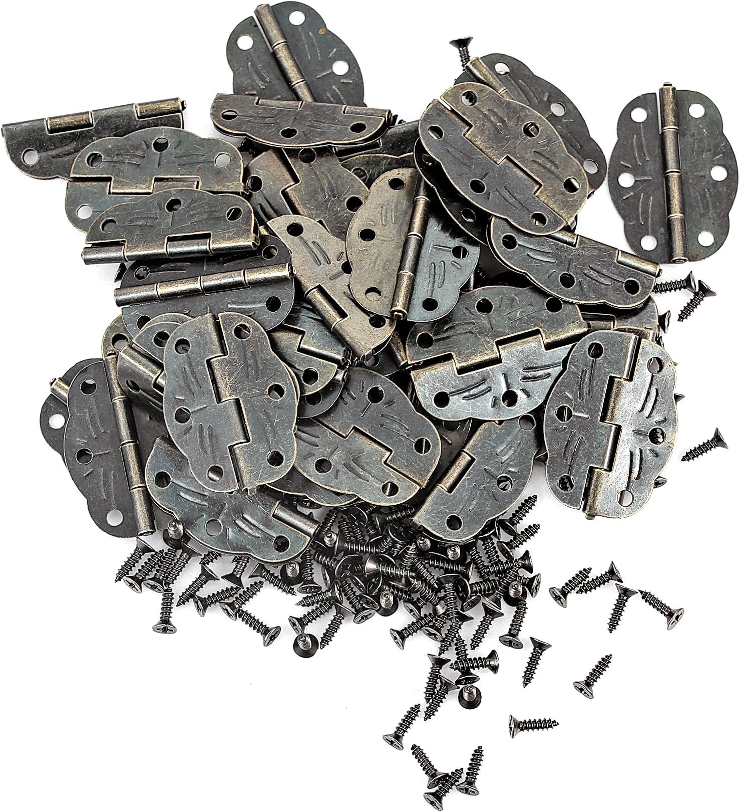 40 Pieces Small Hinges for Wooden Box Oil Rubbed Brass - Jewelry Box Hinges, Vintage Tool Box Hinge, Decorative Wooden Cases, Replacement Cabinet Hinges with 240 Screws