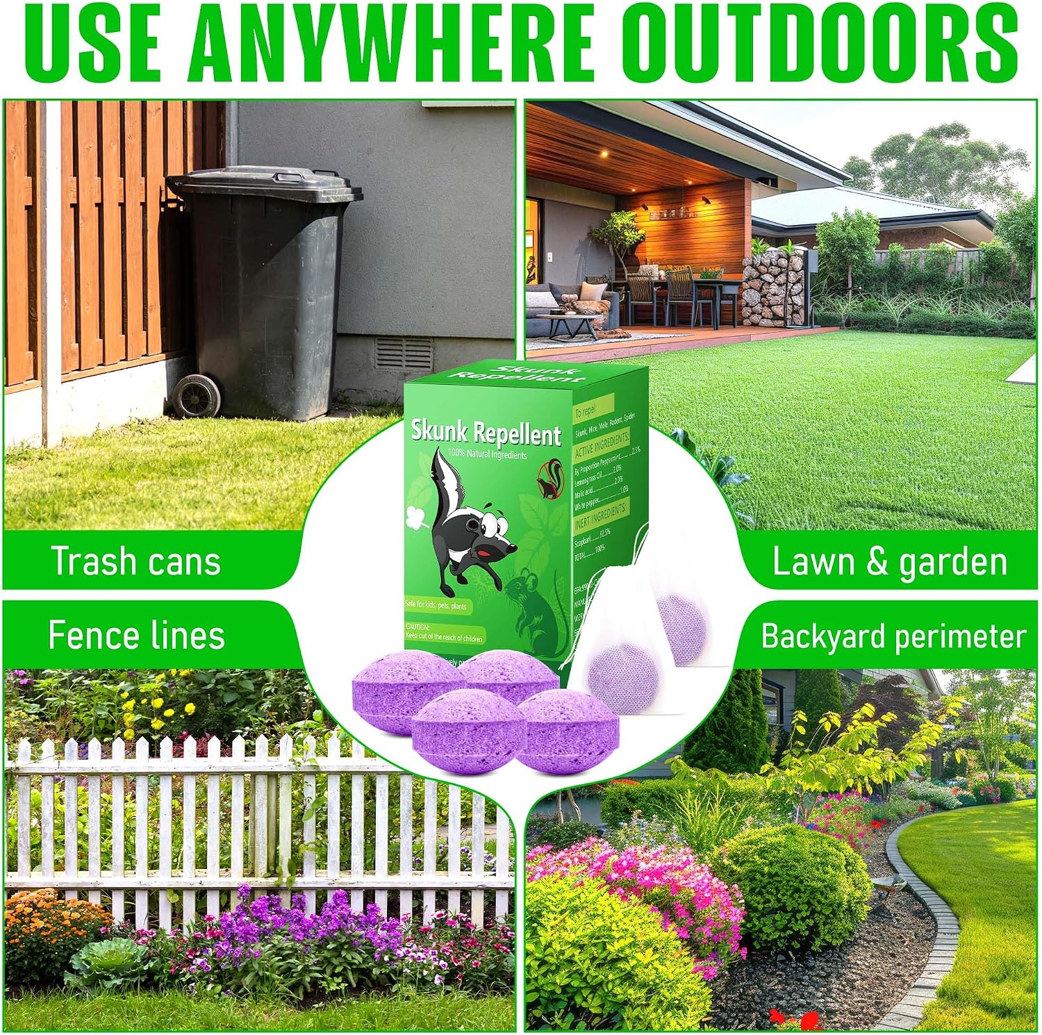 36 Pack Skunk and Raccoon Repellent for Yard, Powerful Peppermint Keep Rodent, Mice, Skunk, Raccoon, Squirrel Away from Yard Garden Lawn, Safe for Pets & Family