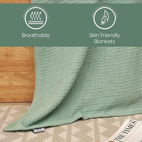 Miniatura 4 de CHATEAU HOME COLLECTION Manta King de 100 % algodón, transpirable, tamaño King, manta de gofre, manta térmica, mantas cálidas para invierno, manta