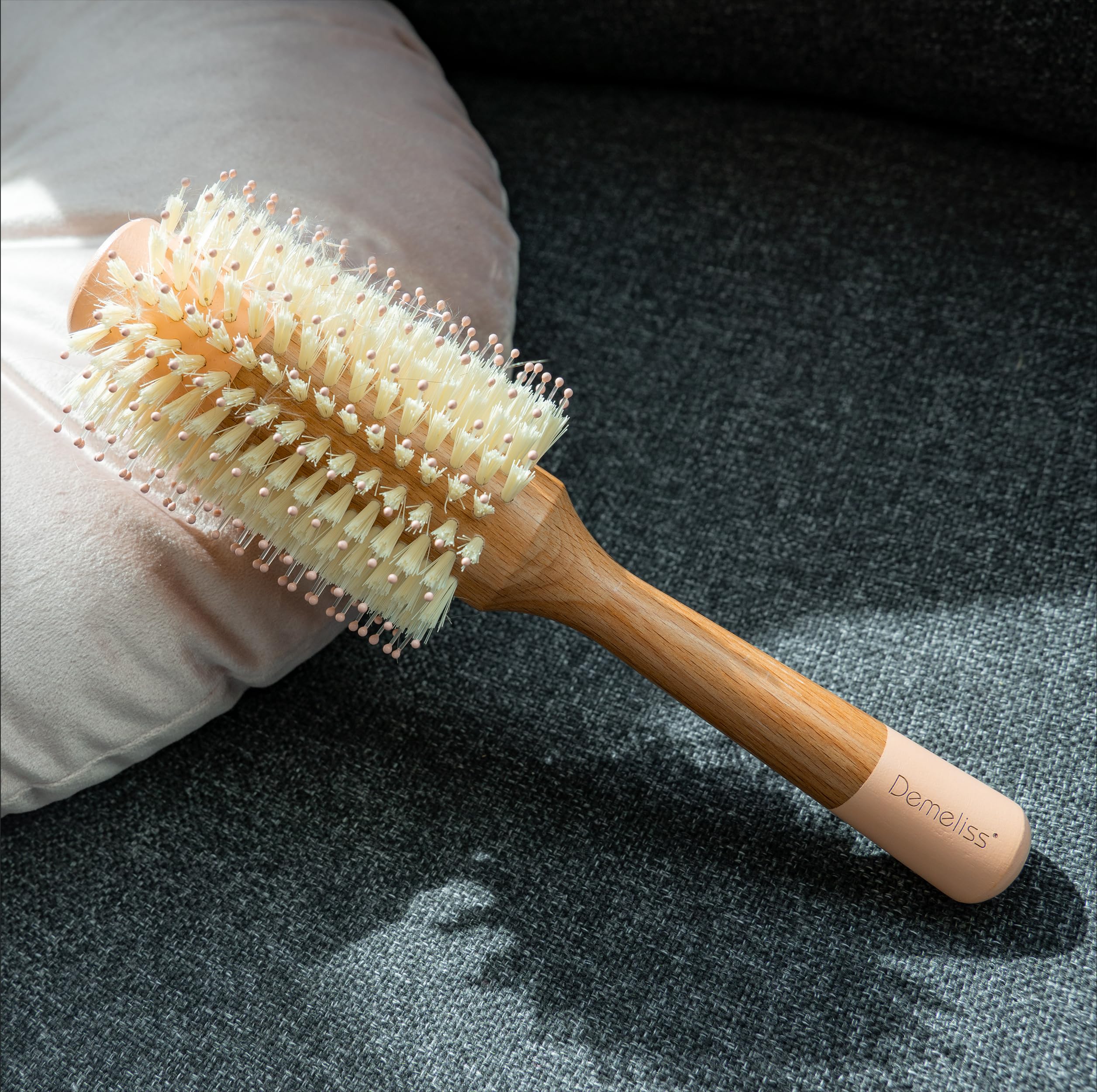 Demeliss Beauty - Hair Brush - Brushing - Wooden Brush - Diameter 32 mm - All Hair Types - Double Height Nylon Bristles - Image 3