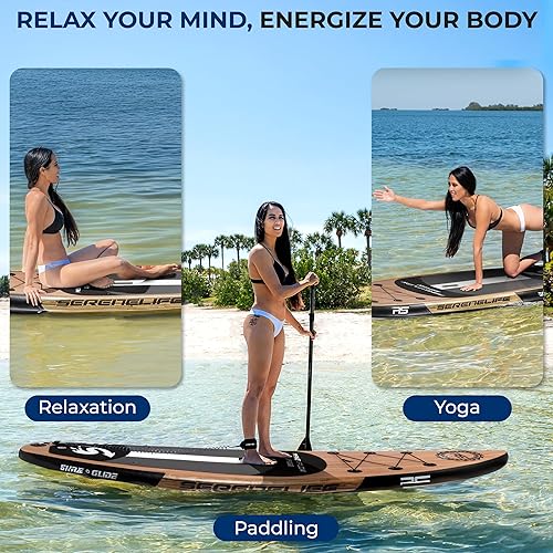 Miniatura 2 de SereneLife Tabla de remo inflable (6 pulgadas de grosor) con accesorios de SUP premium y bolsa de transporte  Posición amplia, aleta inferior para
