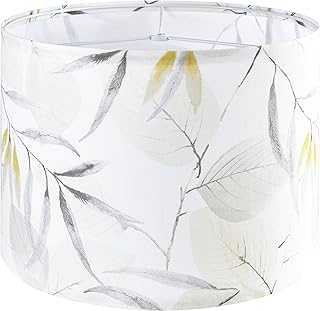 GO&SO Drum Lampshades Printed Lamp Shades - 13" x 13" x 10" - Ideal for Table & Floor Lamps Natural Linen- Hand Crafted - Farmhouse Decor - Easy Assembly Required