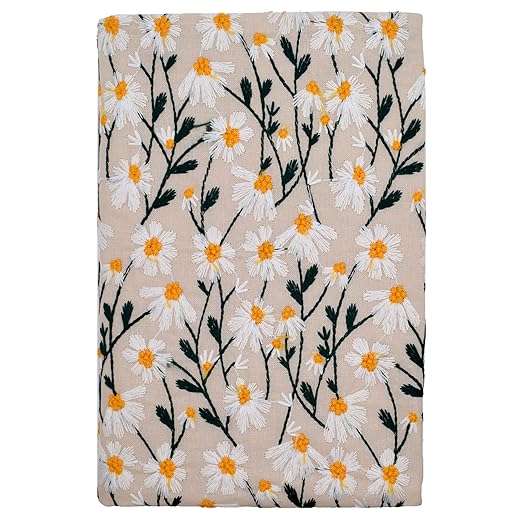 BLBMH 6x9 Embroidered Book Covers for Paperbacks -Fixed Non-Stretch Length (Handmade Size Variation) Book Jacket for Women Soft Cloth Protector for Notebook Journal - Daisy 2