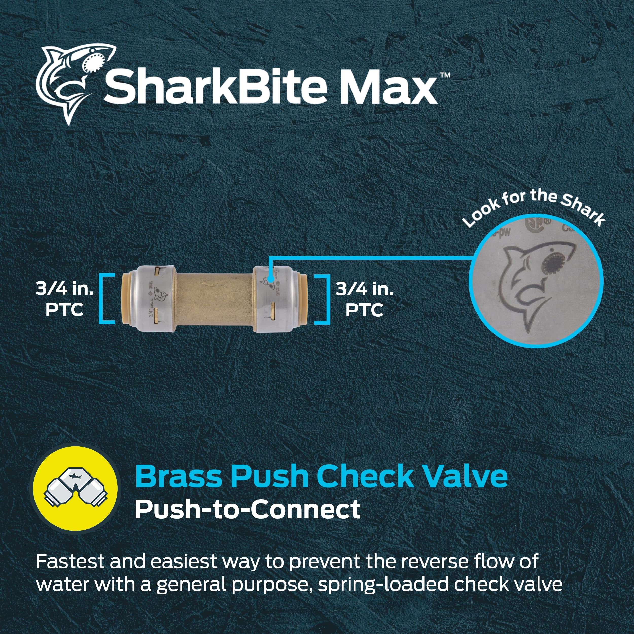 SharkBite Max Brass - Válvula de retención de 1.3 x 3.5 x 1.35 pulgadas, PEX, cobre, CPVC, PE-RT, HDPE, UR2016A