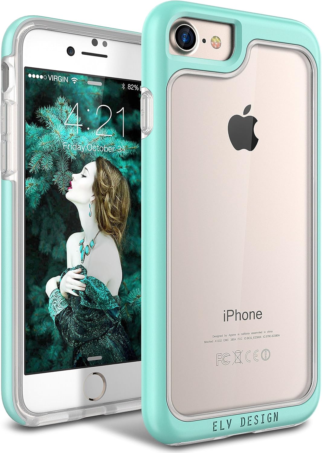 ELV Case for iPhone 7 iPhone 8 - Clear Case Anti-Scratch Crystal Series Slim Dual Layer Protective Shock Absorbent Case Cover for Apple iPhone 7 iPhone 8 [Mint]