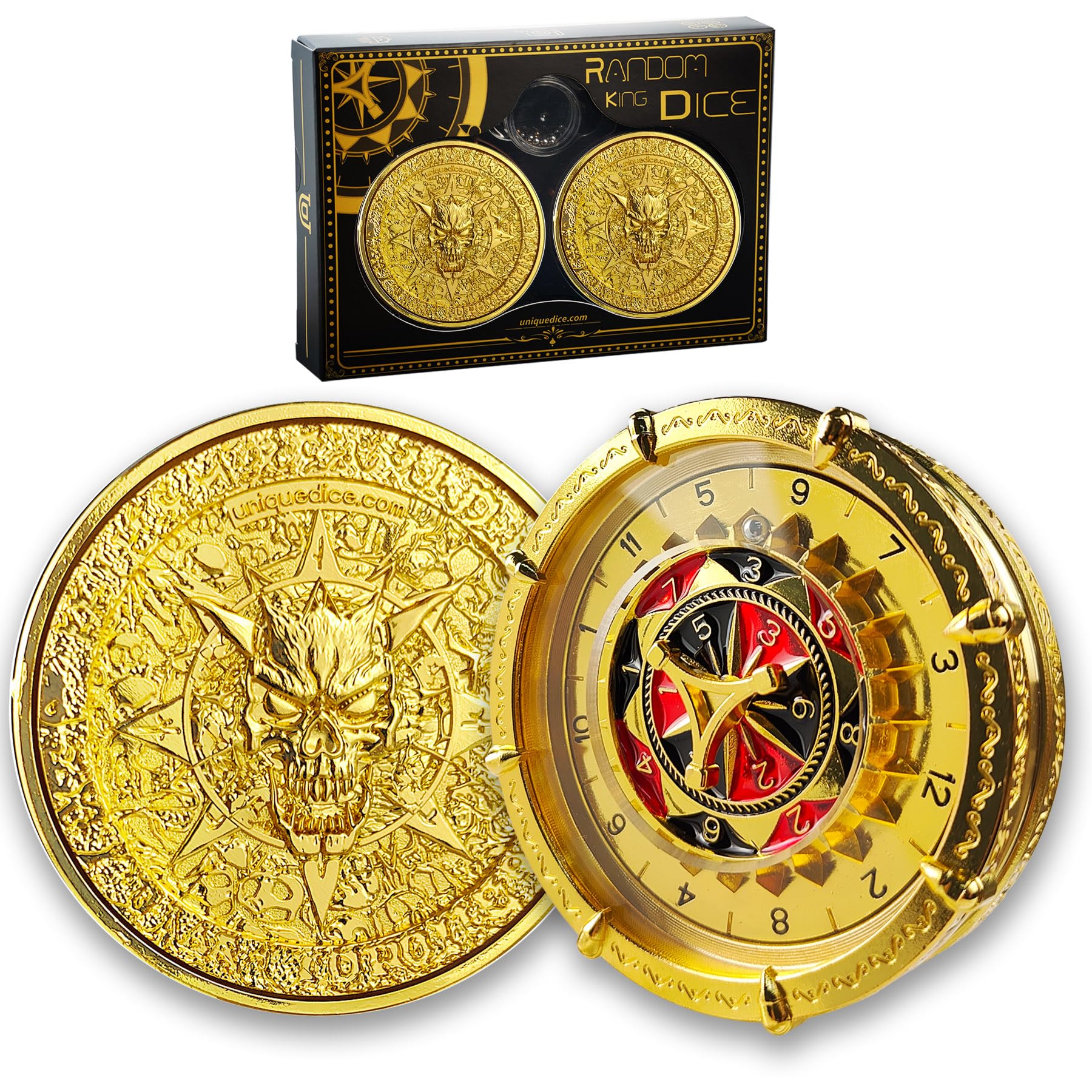 Jeu de dés aléatoires à partir de dés uniques en métal pour Donjons et Dragons Accessoires de jeu de rôle DND Cadeau avec boîte Casino Doré
