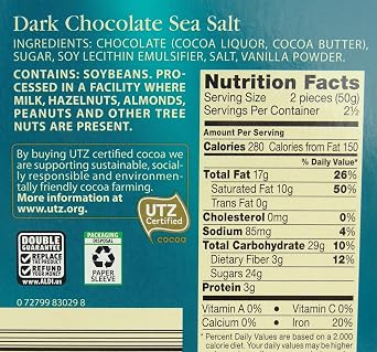 Boxed 6 Pack ~Dark Sea Salt~ Moser Roth Fine German Chocolate Bar ~ With Bonus Sample!