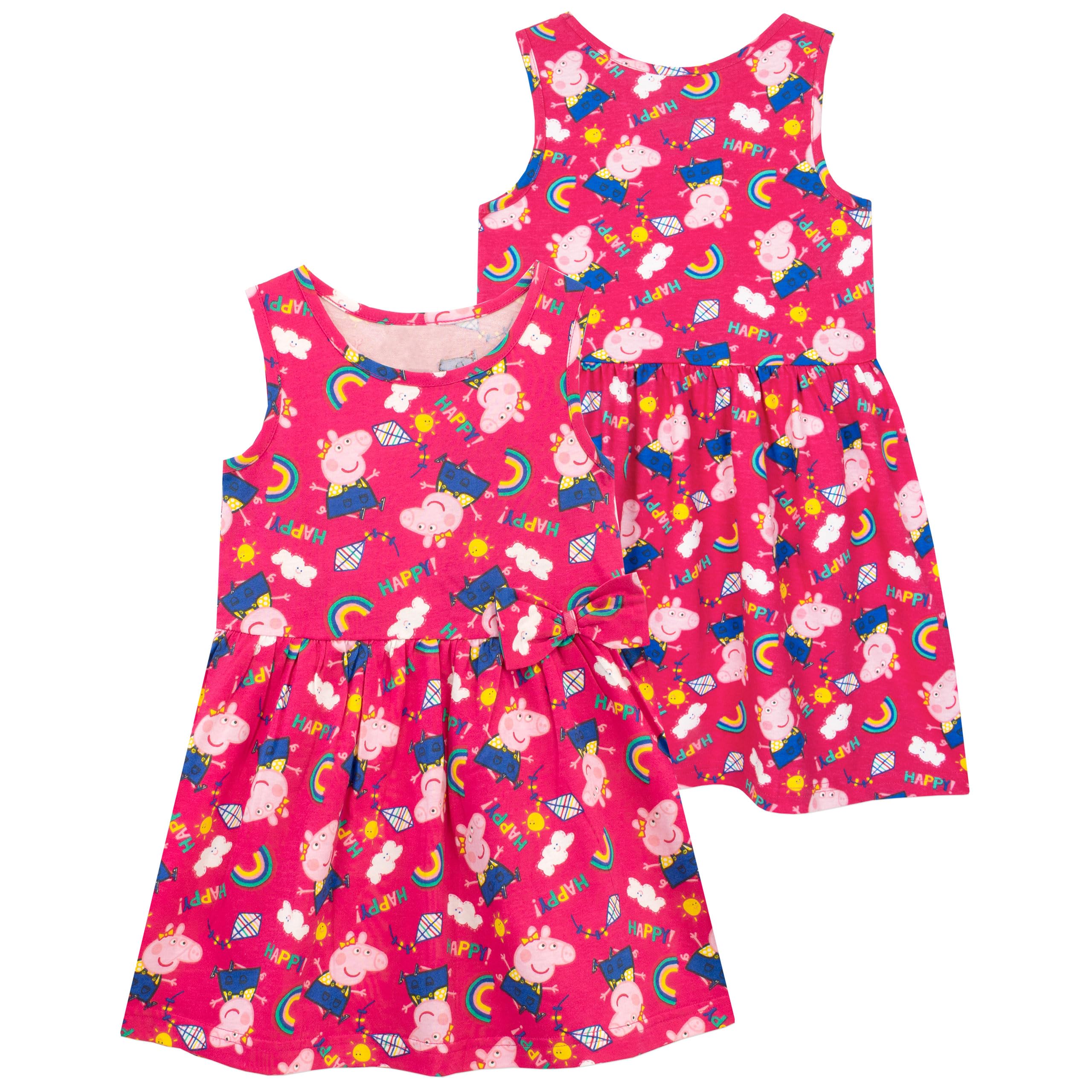 Peppa Wutz Kleid Mädchen | Regenbogen Sommerkleid Mädchen | Kurzarm Kleider Für Kinder 92 Ansicht 7