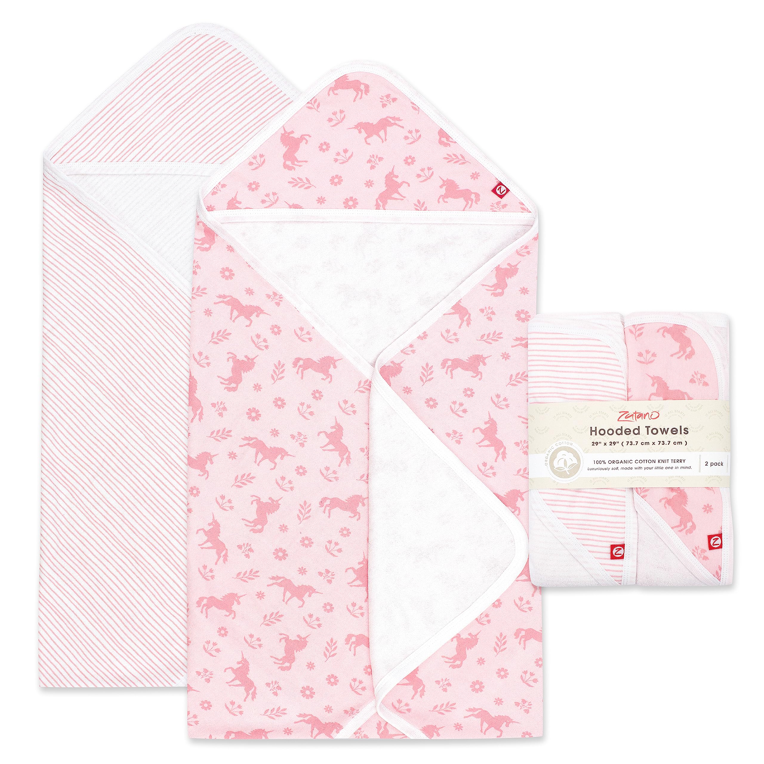 Zutano Hooded Baby Towels, Organic Cotton Baby Bath Towel, Ultra Soft and Absorbent Baby Towel for Newborn and Infant | Girl, Boy, and Unisex Towel
