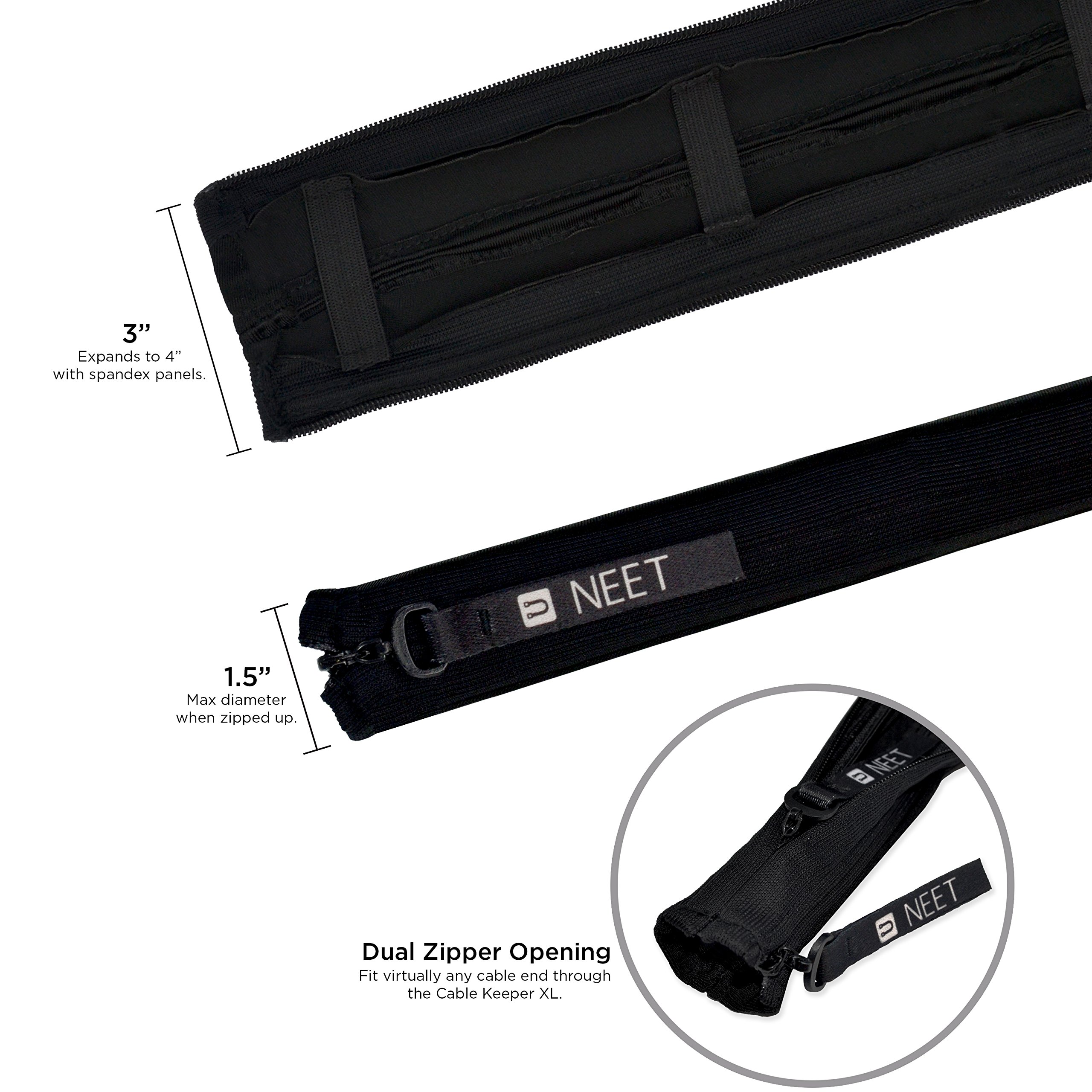Neet Cables eléctricos XL poliéster Spandex y Nylon hogar y oficina organizador de consola de medios de comunicación funda con cremallera completa