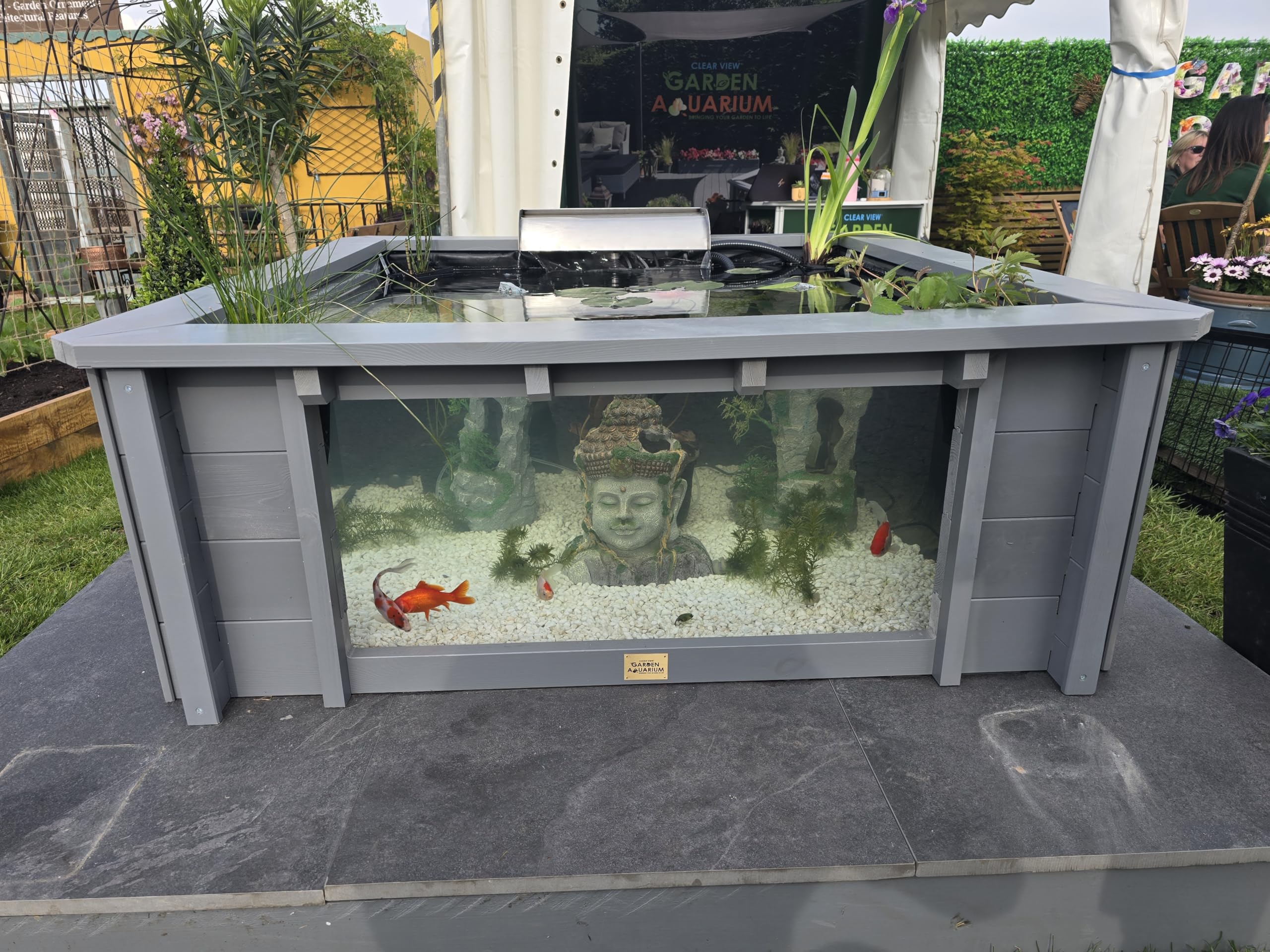 Clear View Garden Aquarium Lotus Bassin de jardin carré surélevé avec fenêtres