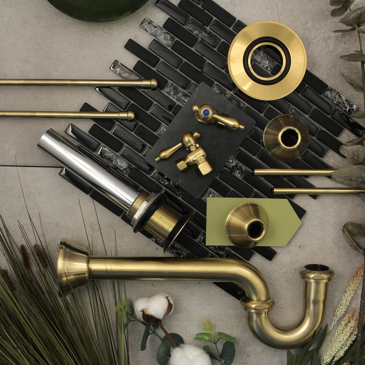 Kingston Brass CC43107VKB30 Trimscape Traditional Plumbing Sink Trim Kit with P-Trap and Drain in Brushed Brass