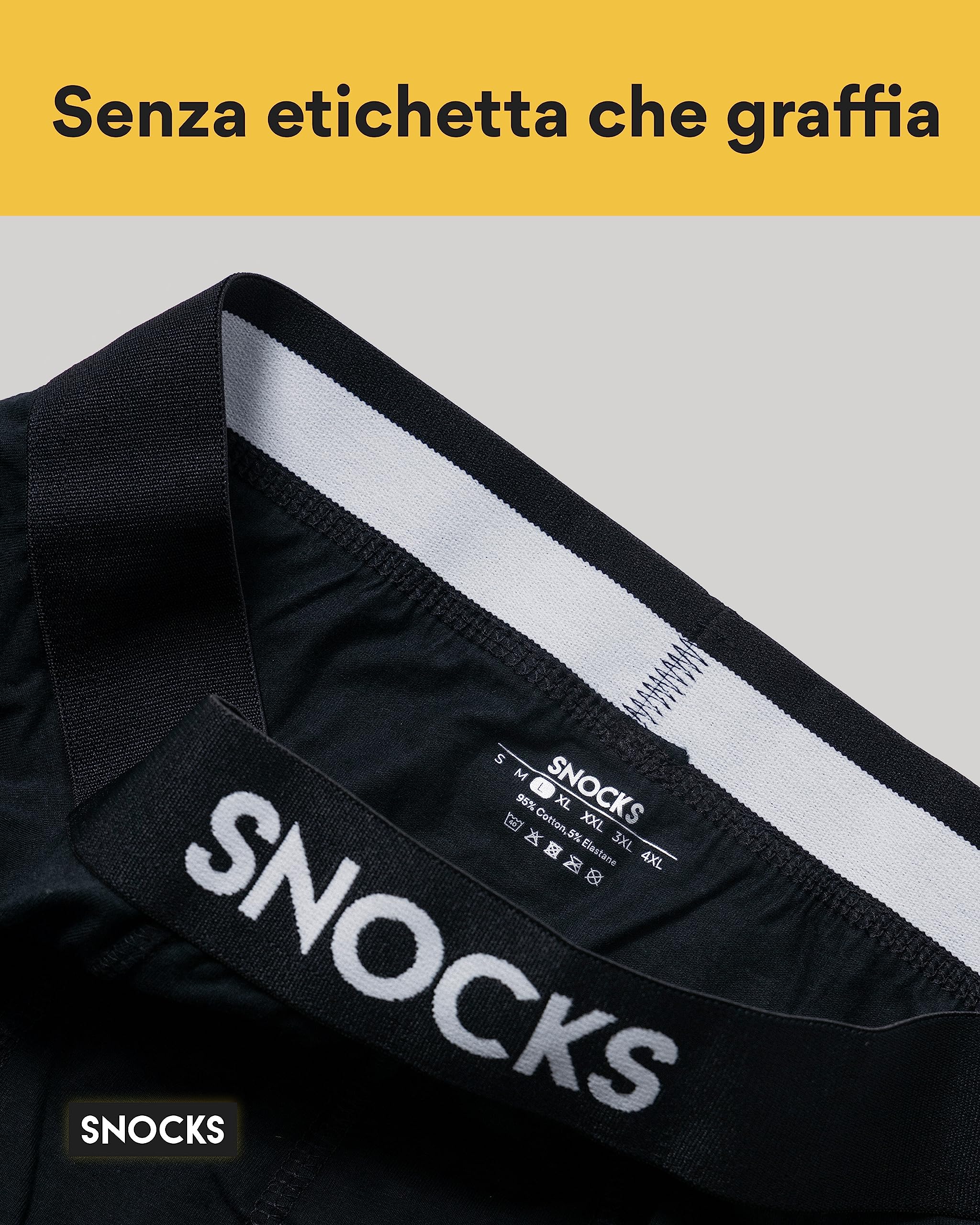Snocks Pacco 6 Boxer Uomo Cotone Bio Elasticizzato - Mutande Uomo Senza Etichette Irritanti - Boxer Pack Taglia S-4XL