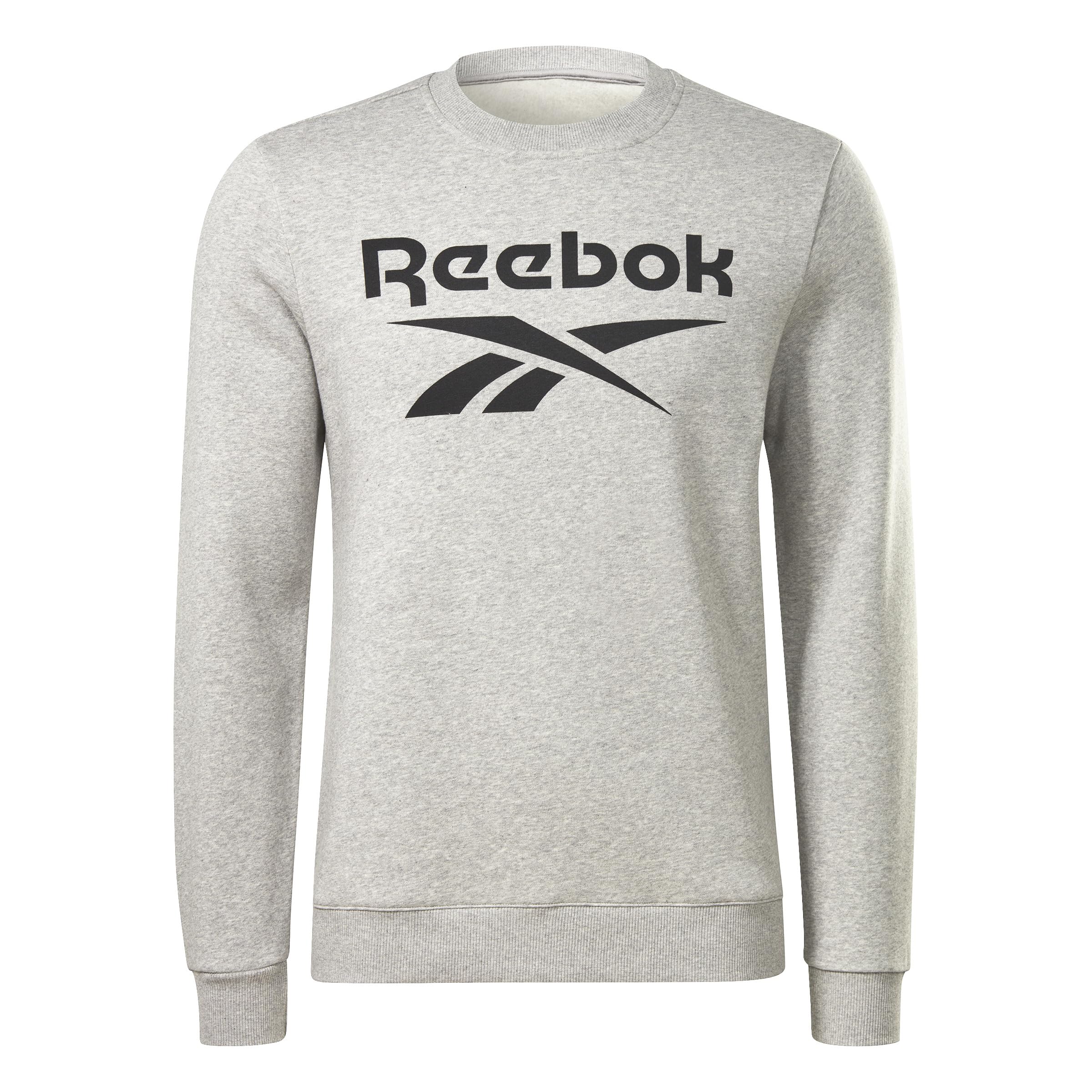 Reebok Men's Medium Heather Grey Big Logo Crewneck Sweatshirt, M